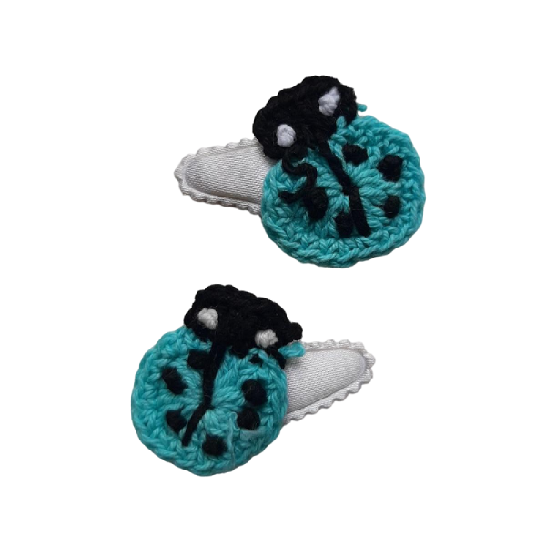 Haarknipjes Gehaakt blauw lieveheersbeestje