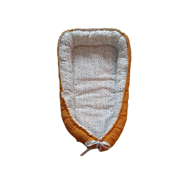 Babynest Stippen gekleurd okergeel
