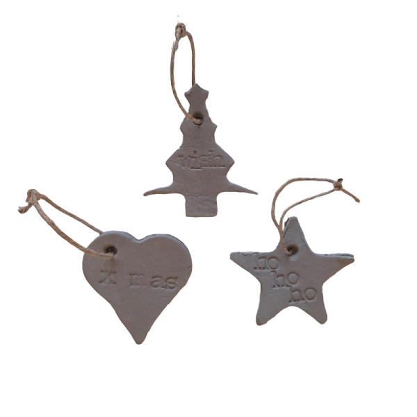Klei hangers Kerstboom/Hart/Ster