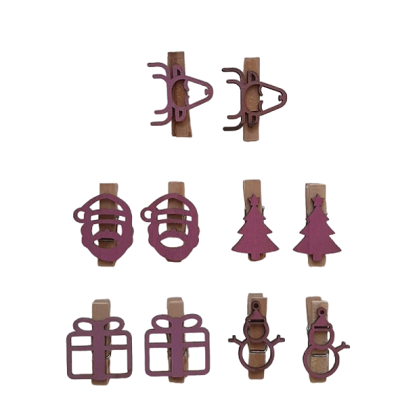 Houten kerstknijpertjes Setje Roze