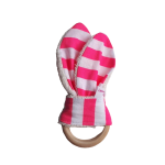 Bijtring hout Streep wit/roze