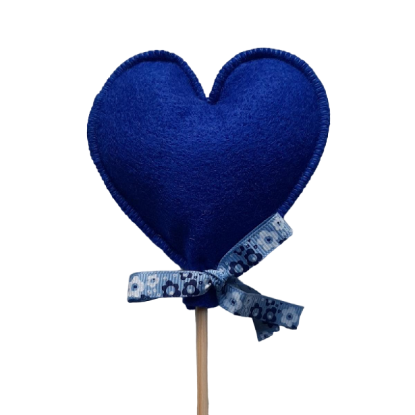 LooK Handgemaakt - Hart stok Donker blauw Bloem