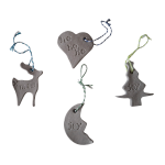 Klei hangers Hart/Maan/Kerstboom/Rendier