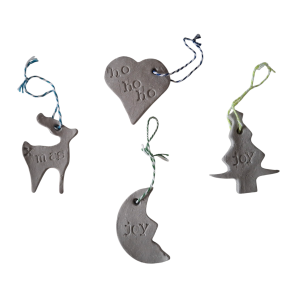 Klei hangers Hart/Maan/Kerstboom/Rendier